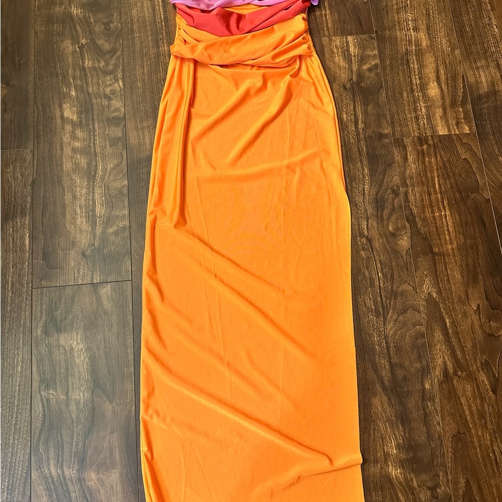 Vibrant‎ Orange and Pink bodycon dress